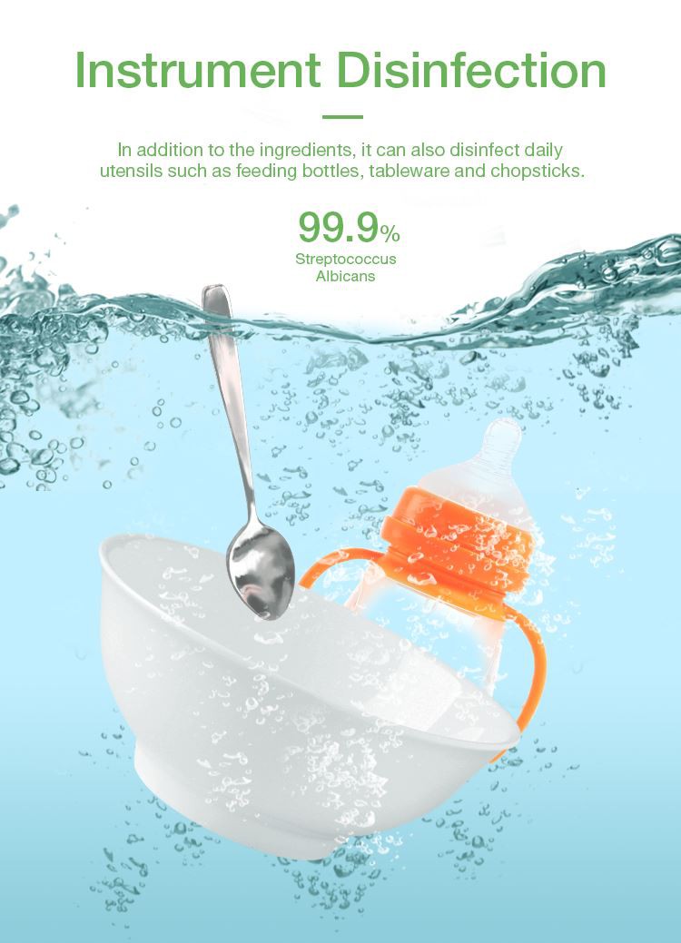 Smart Fruit Washer With Multiple Purification, Effective removal harmful substances from fruit and vegetable such as pesticide residues, hormone, clenbuterol, virus, and maintain nutrition. 06